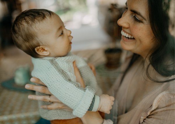 Amandine met haar baby